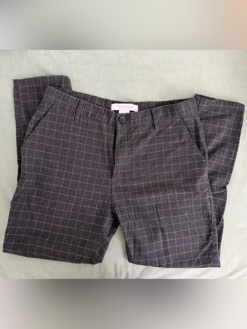 Cotton On Men's Dark Gray Windowpane Pants